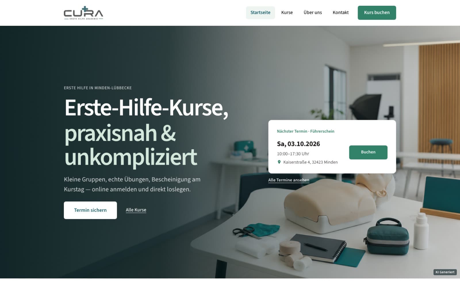 Startseite von erstehilfeminden.de